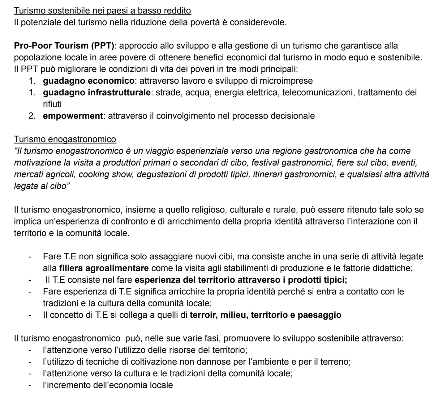 Appunti Turismo Sostenibile - Prof.ssa Borrelli