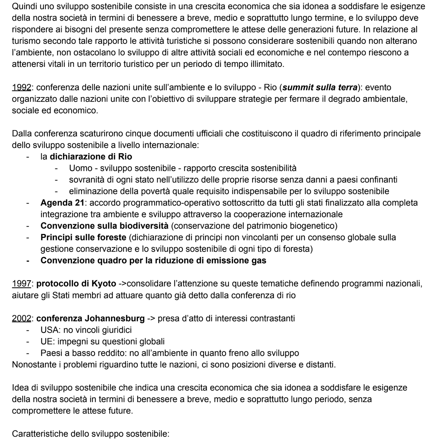 Appunti Turismo Sostenibile - Prof.ssa Borrelli