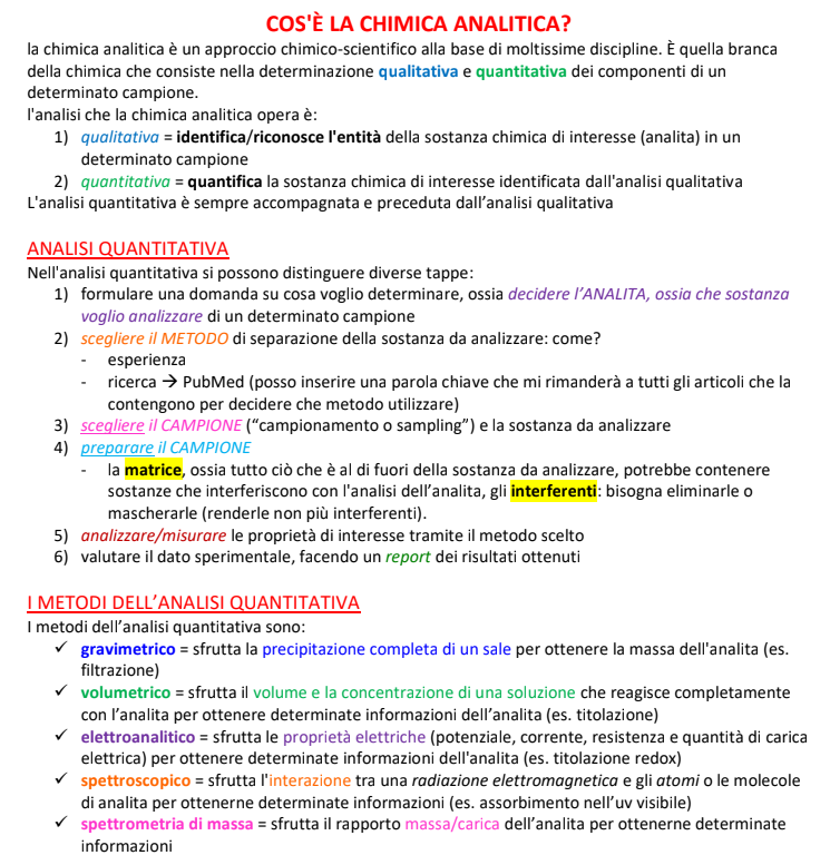 Appunti Chimica Analitica - Prof. D'Amato