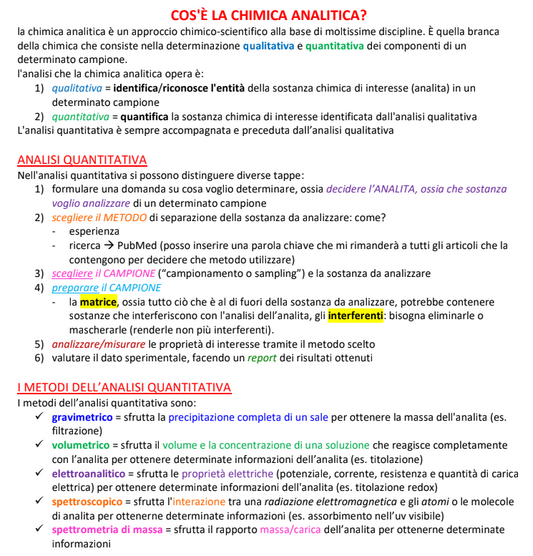 Appunti Chimica Analitica - Prof. D'Amato