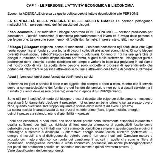 Appunti Economia Aziendale - Prof. Corno