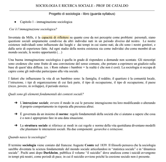 Appunti Sociologia e Ricerca Sociale - Prof.ssa De Cataldo